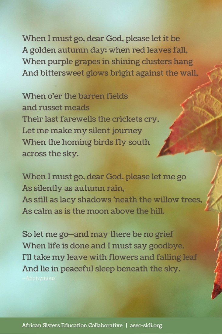 Autumn Prayer: when I must go dear God